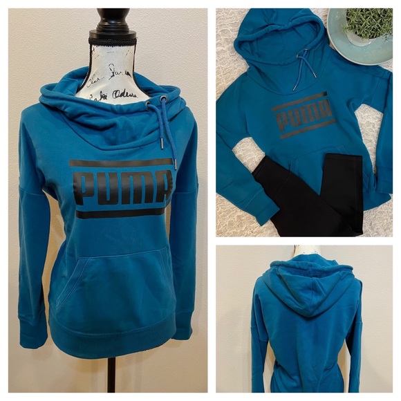 Puma Tops - Puma Logo Hoodie Sweatshirt Pullover Athletic Athleisure Gym Top sz Small